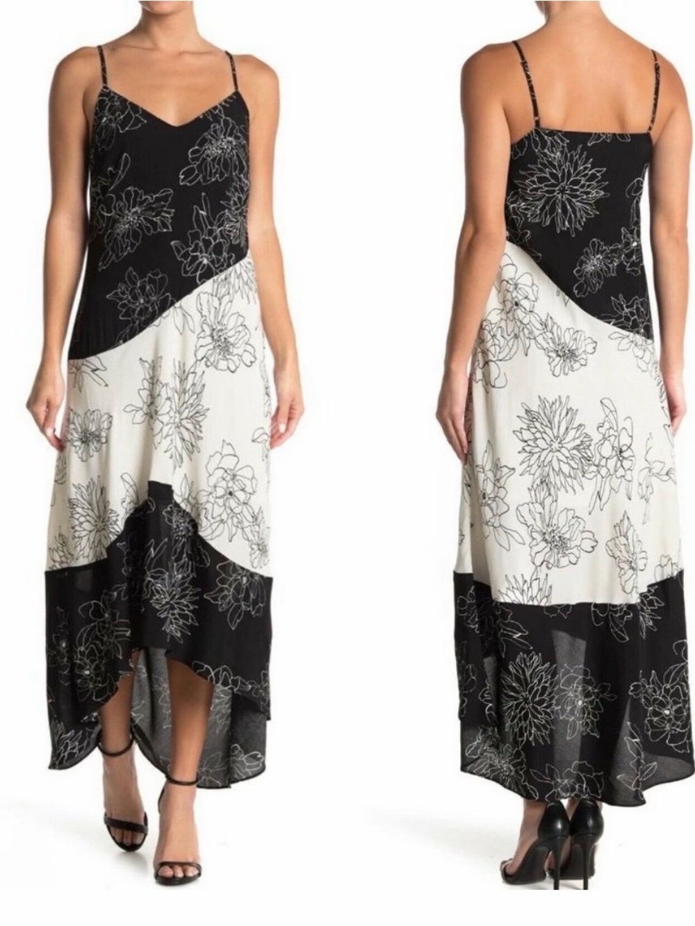 Melloday Black White Floral Maxi Dress